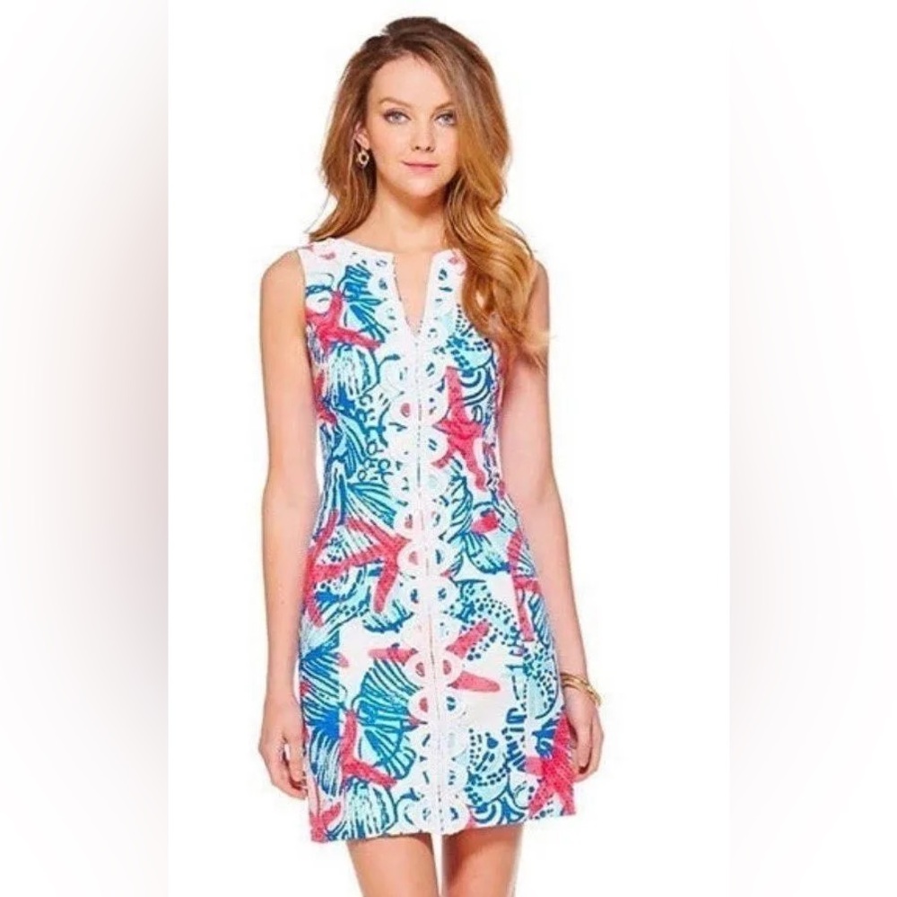 ⭐️Lilly Pulitzer She Shells Janice Sleeveless Shift Dress Size 2 ⭐️Like new
